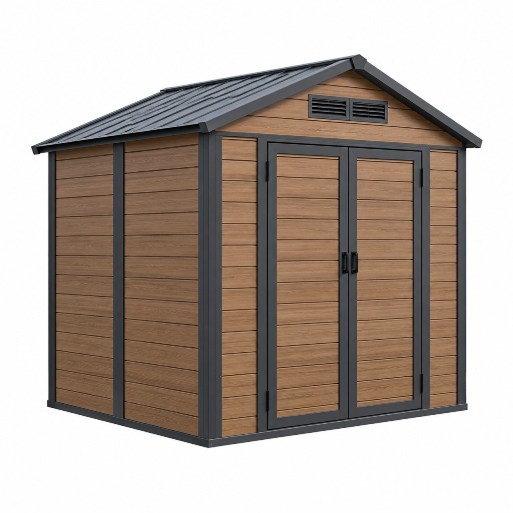 Gartenhaus 180 x 120 x 190 cm in Braun Anthrazit mit Doppeltür und Satteldach