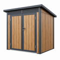 Gartenhaus 180 x 120 x 200 cm Metall in Holzoptik mit Doppeltür und Pultdach