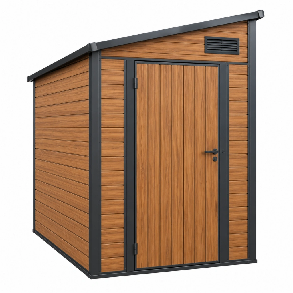 Gartenhaus 180 x 100 x 180 cm Holzoptik mit Metallrahmen für Außenbereich