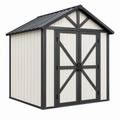 Gartengerätehaus 180 x 120 x 204 cm aus Stahl cremeweiß schwarz mit Doppeltür im Landhausstil