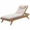 Gartenliege 200 x 70 x 90 cm aus Holz und Geflecht in Beige Braun mit verstellbarer Rückenlehne