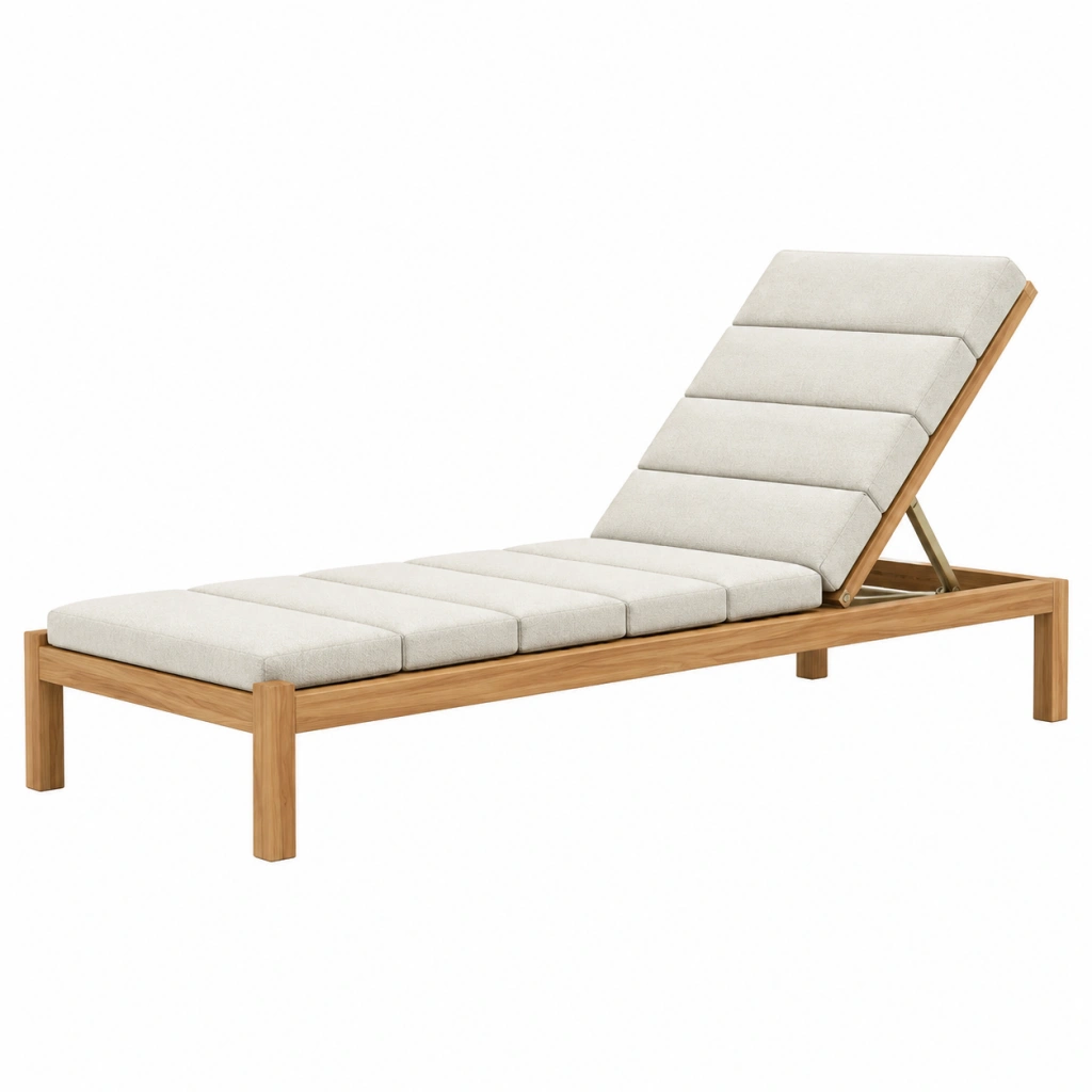 Gartenliege 200 x 70 x 90 cm aus Holz Beige mit verstellbarer Rückenlehne