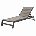 Gartenliege 195 x 65 x 35 cm aus Aluminium und WPC Grau verstellbar