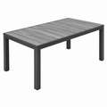 Gartentisch 150 x 90 cm Metall Kunststoff Holzoptik Grau Modern