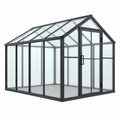 Gewächshaus 250 x 190 x 230 cm Aluminium Glas Schwarz mit Drehtür