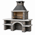 Gartenkamin Grill 160 x 90 x 250 cm Steinoptik Grau mit Grillrost