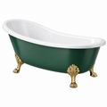 Freistehende Badewanne 170 x 75 cm Acryl Grün Weiß Gold klassische Löwenfußoptik