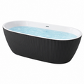 Freistehende Badewanne 170 x 75 x 58 cm Acryl Weiß Schwarz gerippte Außenfläche