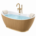 Freistehende Badewanne 170 x 80 cm Acryl Weiß Gold Modern