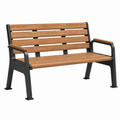 Parkbank 150 x 65 x 85 cm Holz und Metall Braun Schwarz für Außenbereich mit Armlehnen