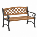 Gartensitzbank 120 x 60 x 85 cm aus Holz und Metall Braun Schwarz mit Gitterrückenlehne