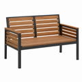 Gartenbank 120 x 65 x 85 cm Holz und Metall Braun Schwarz mit Lamellenrückenlehne